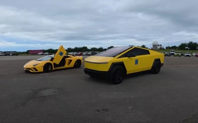 Tesla Cybertruck takes on Lamborghini Aventador in an epic Puerto Rico 1/2 mile drag race