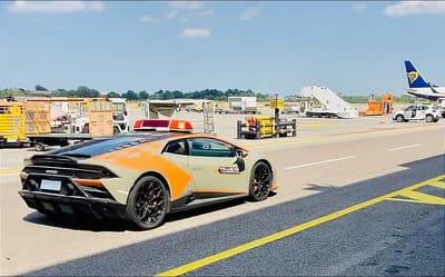 Get a window seat next time you fly from Italy, you might see a Lamborghini follow-me car