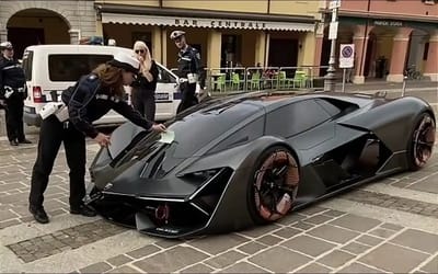 Supercar Blondie was revealing a Lamborghini Terzo Millennio when police got involved