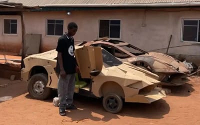 Boy from Nigeria has built an incredible replica Lamborghini out of scrap metal