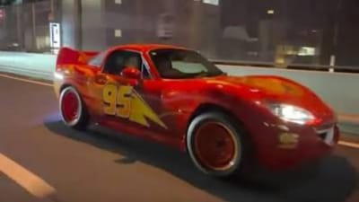 Someone in Japan has built a real-life Lightning McQueen and it looks like it'd easily win the Piston Cup