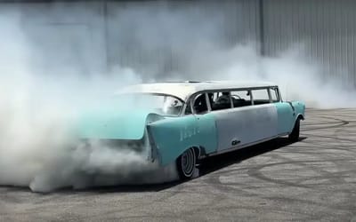 US YouTuber wildly supercharges limo and attempts burnout but then everything goes wrong