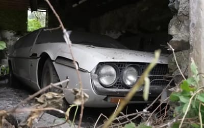 Man strips away bushes to unearth rare Lamborghini secretly sitting inside a stone barn for 30 years