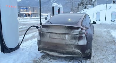 Man takes his Tesla Model Y Performance on a freezing winter road trip to show how it handles the difficult conditions