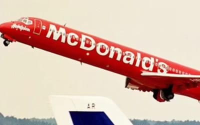 McDonald's once flew a McPlane which served hamburgers and fries 30,000ft in the sky and this is what happened to it