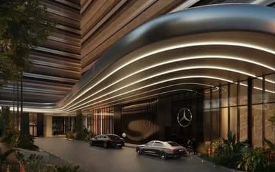 Mercedes-Benz apartments in Miami have a recording studio, full racing simulator, two restaurants, and a rooftop pool