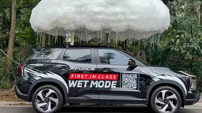 Mitsubishi created its own rain cloud and put it on top of its Xforce car to prove how well it handles wet conditions