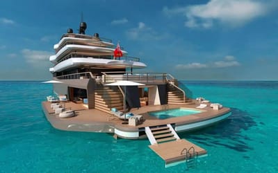 This 235-foot superyacht can fold into a beach club with the press of a button