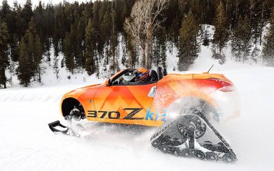 Nissan turns the 370Z roadster into a snowmobile with massive tracks