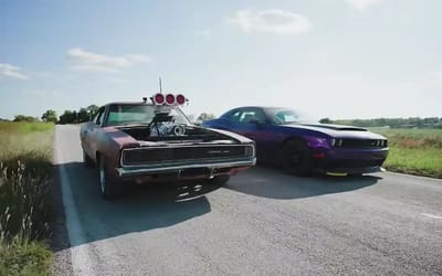 Old 1968 Dodge Charger brought back out for a race against a high-performance modern car