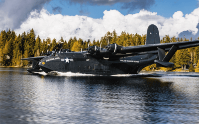 80-year-old flying boat from WW2 era takes retirement flight soaring over Golden Gate Bridge to Arizona