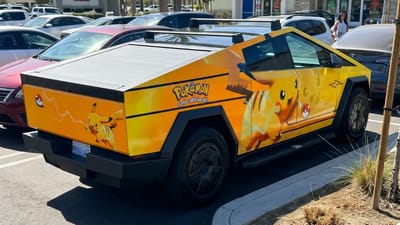Man has turned his Tesla Cybertruck into one big Pikachu Pokémon wrap with entire truck covered in yellow