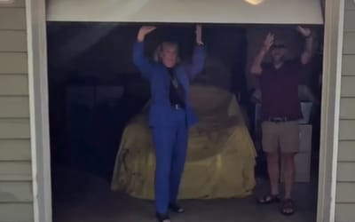 Garage shutters open to reveal Porsche owned by a 100-year-old sitting for a very long time and it’s a truly stunning find