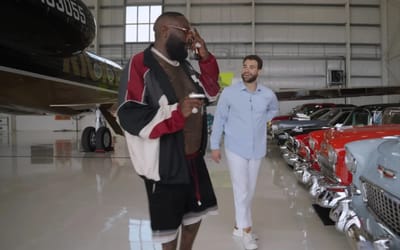 Rick Ross offers look at his $35,000,000 private jet hangar and there's a $1,500,000 car that runs off airplane fuel