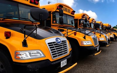Old American yellow school buses become perfect blank canvas for creative mobile living