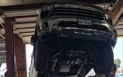 Skipped 'shake test' goes viral as mechanic’s Chevrolet slips off lift and nearly totals the truck