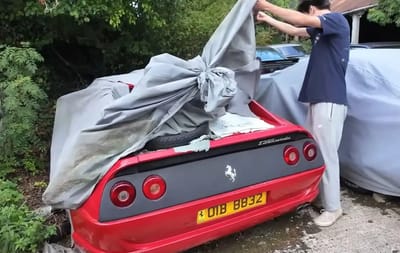 Derelict country estate filled with American muscle cars contains a shocking hidden Ferrari GT