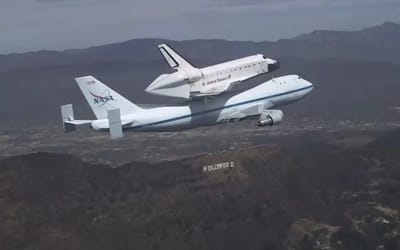 The moment Space Shuttle Endeavor is flown over Los Angeles is a sight to behold