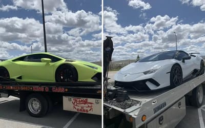 Men caught red handed attempting to smuggle two stolen Lamborghinis through Wyoming in plain sight