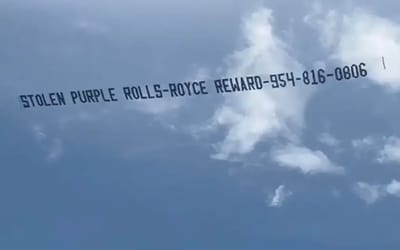 Florida man flies plane banner after wife’s $200,000 Rolls-Royce stolen right under their noses