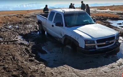 Car recovery team called to rescue Chevy stuck in Utah’s Meadow Hot Springs mud, realize it’s going to take an extreme recovery effort