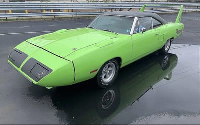 Man says his lime green Plymouth Superbird is so unique that it stands out from all of his other vehicles