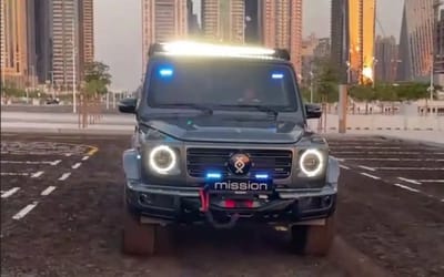 Supercar Blondie showed off the fully-armored electric G-Wagen by Brabus, the apocalypse car with its own oxygen tank