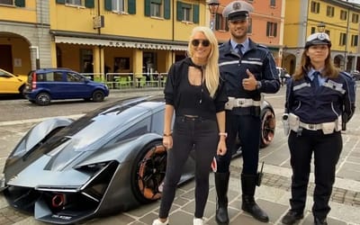 Supercar Blondie was revealing a Lamborghini Terzo Millennio when police got involved