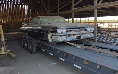 Woman waiting patiently to find a factory-fresh 1959 Cadillac finds one in a barn after 20 years