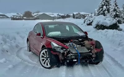 18-year-old who bought wrecked Tesla Model 3 uncovered shocking hidden feature when moving it out of the garage