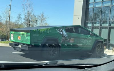 Tesla Cybertruck in Cincinnati has become the 'Dumbstr truck' with unique dumpster wrap