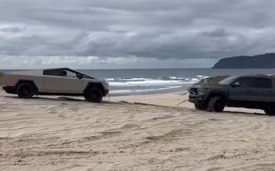 Dodge RAM pickup has to come to the rescue after 'all-terrain' Tesla Cybertruck gets undone by sand