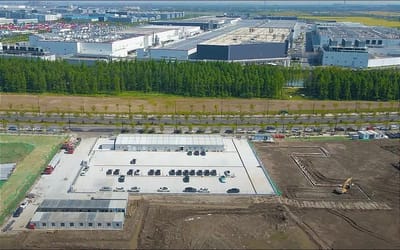 Rare drone footage shows Tesla have begun construction on second megafactory in Shanghai