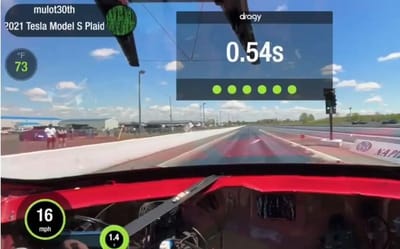 POV video appears to show Tesla Plaid reaching 0-60 in less than 2 seconds