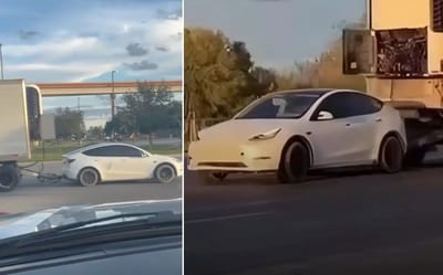 Tesla Model Y seen towing a 10,000-pound trailer