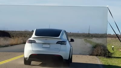 Man constructs a Looney Tunes-style painted brick wall to see if his Tesla's autopilot can detect it when driving at speed