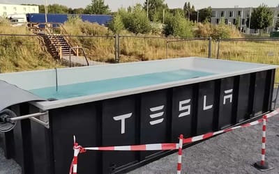 You can now relax in a dumpster filled with water while you charge your Tesla