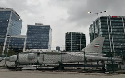 There's a fighter jet 'parked' in a random parking lot in Europe that doesn't make sense until you discover what used to be here