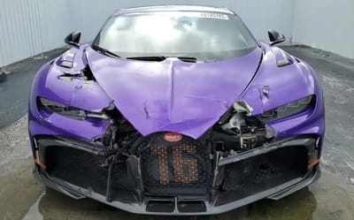 24-year-old influencer’s $4M Bugatti Chiron is now a salvage auction wreck