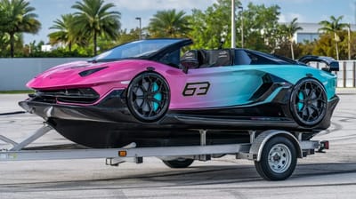 Someone just paid $50,500 for a pink Lamborghini Aventador SVJ that runs a Yamaha engine and lives permanently underwater