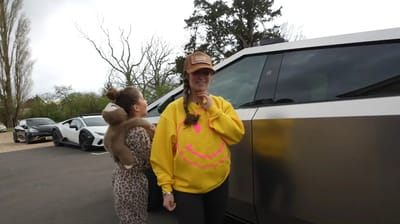 YouTuber who's owned Tesla Cybertruck for two years without wife and daughter ever seeing it shows their reaction to finally seeing it in person