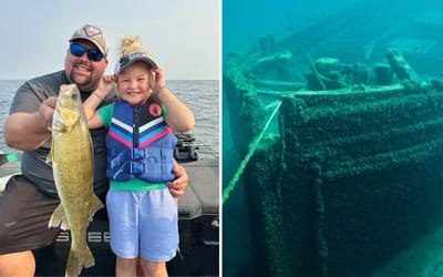 4-year-old girl and her father make historic discovery finding never-before-seen shipwreck while fishing