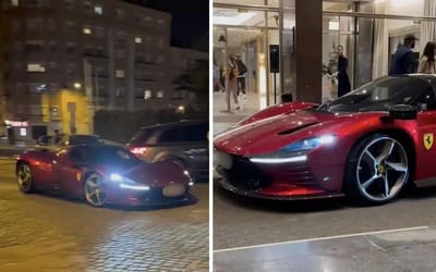 Cristiano Ronaldo spotted driving his new Ferrari ‘spaceship’ in Portugal