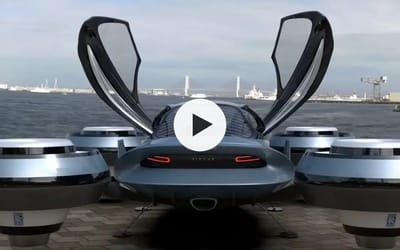 The Air Car is a flying car with four rotatable Rolls-Royce jet engines
