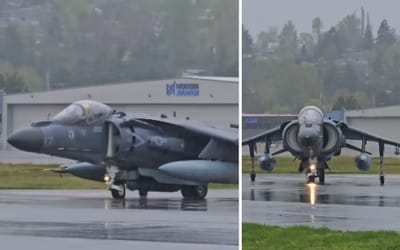 The Harrier seen making the B7 turn in awesome footage