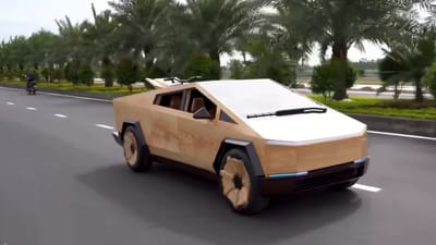 Man paid $15,000 to build a fully functional wooden Tesla Cybertruck and even Elon Musk responded to it
