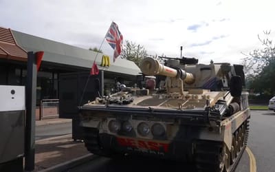 World’s Strongest Man champion took a tank to McDonald’s drive-thru and the inevitable happened