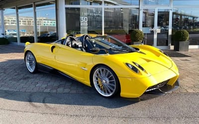 This spectacular yellow Pagani Huayra Roadster is up for sale