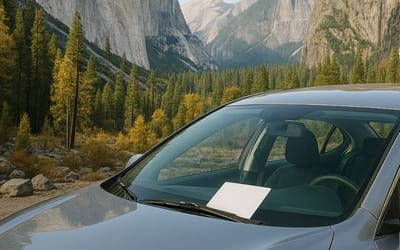Dad camping with family at Yosemite finds heartwarming note from stranger on his windshield