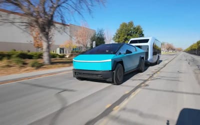 YouTuber tests the new all-electric Pebble Flow RV by towing it with his Tesla Cybertruck